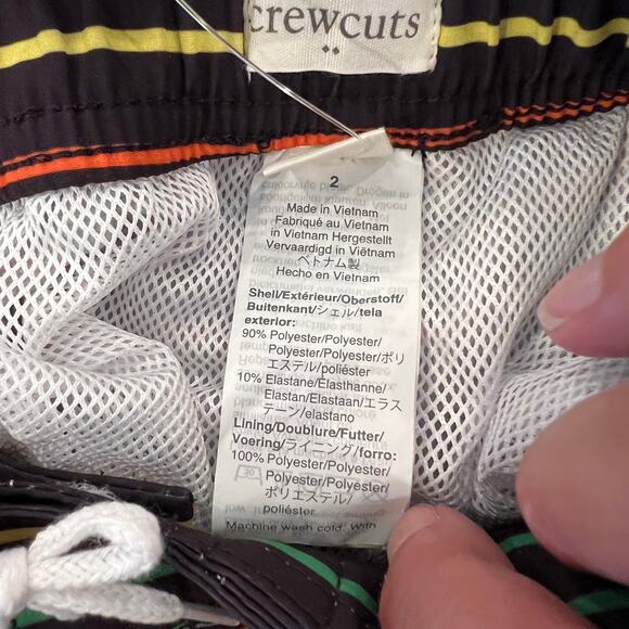 NWT J. Crew Boys' Navy W/Rainbow Stripe Board Swim Trunks/Shorts - SIZE 2 - Picture 7 of 7